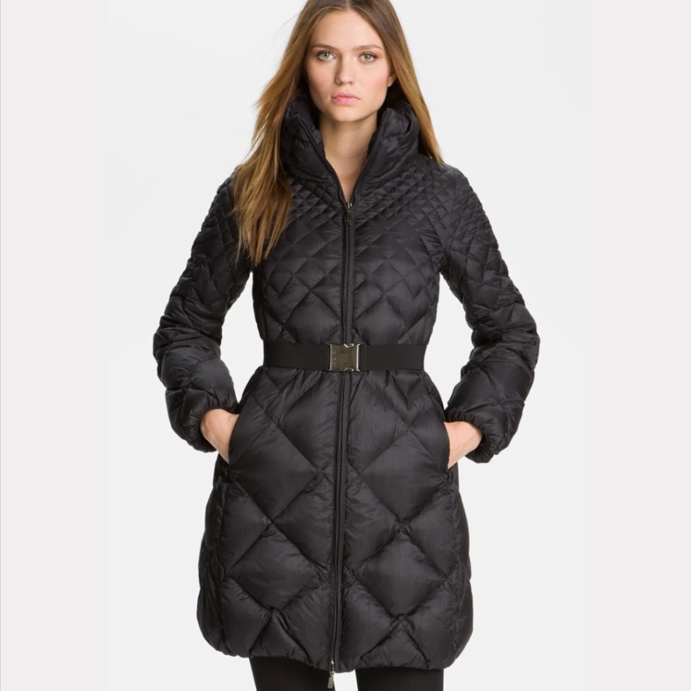 Moncler Bourdon Belted Quilted Down Coat Black Size 1 (Small)